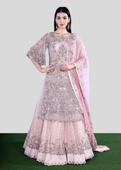 Pastel Pink Kurta Lehenga Persian Set
