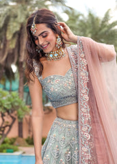 Mint Nouveau Pastel Lehenga Set