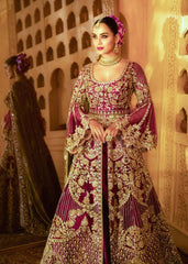 Magenta And Gold Mughal Anarkali Lehenga Set