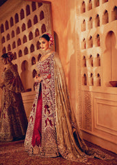 Magenta And Gold Mughal Anarkali Lehenga Set