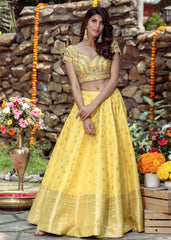 Poppy Yellow Banarasi Lehenga Set