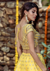 Poppy Yellow Banarasi Lehenga Set