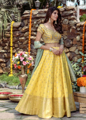 Poppy Yellow Banarasi Lehenga Set