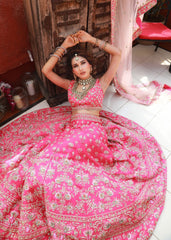 Priya Vajani - Cranberry Pink Art Nouveau Lehenga Set