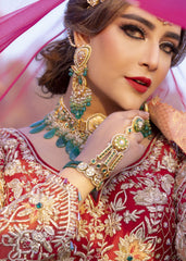 Crimson Red Peplum Mughal Lehenga Set