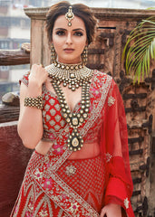 Shrenu Parikh - Crimson Red Bridal Lehenga Set