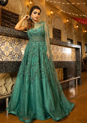 Sea Green Sheer Drape Gown