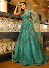 Sea Green Sheer Drape Gown