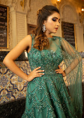 Sea Green Sheer Drape Gown