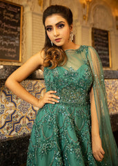 Sea Green Sheer Drape Gown