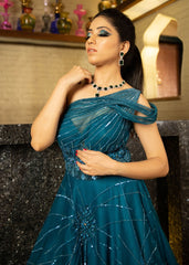 Teal Blue Starburst Structured Gown