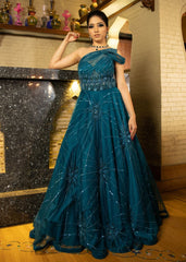 Teal Blue Starburst Structured Gown