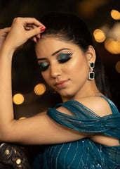 Teal Blue Starburst Structured Gown