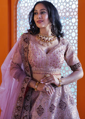Minal - Blush Mauve Applique Lehenga Set