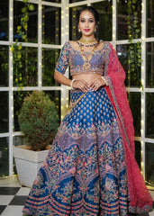 Minal - Royal Blue Arabesque Lehenga Set