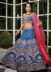 Minal - Royal Blue Arabesque Lehenga Set