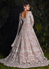Oyster Grey Persian Anarkali Lehenga Set