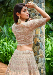 Peach Rose Applique Lehenga Set