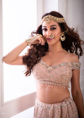 Sunayna Fozdar - Pastel Peach Floral  Lehenga Set