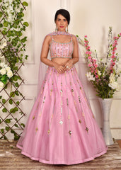 Lilac Pink Beaded Lehenga Set
