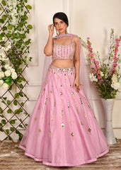 Lilac Pink Beaded Lehenga Set