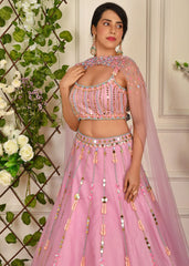 Lilac Pink Beaded Lehenga Set