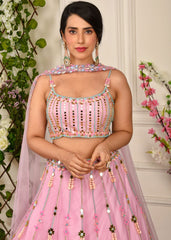 Lilac Pink Beaded Lehenga Set