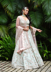 Mint Mughal Lehenga Set