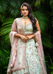 Mint Mughal Lehenga Set