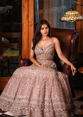 Mauve Studded Geometric Lehenga Set