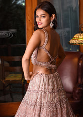 Mauve Studded Geometric Lehenga Set