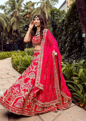 Crimson Palatial Mughal Lehenga Set