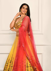 Haldi Yellow Metallic Embellished Lehenga Set