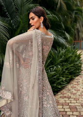 Teal Grey Mughal Bagh Anarkali Lehenga
