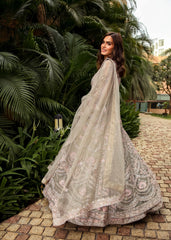 Teal Grey Mughal Bagh Anarkali Lehenga