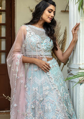 Sky Blue Champagne Silver Lehenga Set