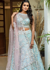 Sky Blue Champagne Silver Lehenga Set