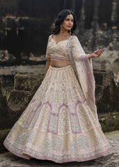 Off White Patchwork Lehenga Set