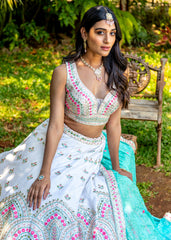 Ivory Pastel Mirrorwork Lehenga Set