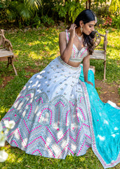 Ivory Pastel Mirrorwork Lehenga Set
