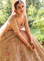 Pastel Moss And Gold Applique Lehenga Set