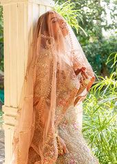 Pastel Moss And Gold Applique Lehenga Set