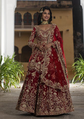 Royal Red And Gold Work Bridal Lehenga Set