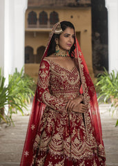 Royal Red And Gold Work Bridal Lehenga Set