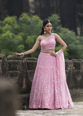 Blush Pink Classy One Shoulder Lehenga