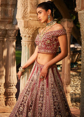 Maroon Velvet Lehenga
