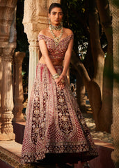 Maroon Velvet Lehenga