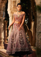 Maroon Velvet Lehenga