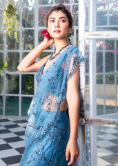 Steel Blue Drape Saree