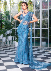 Steel Blue Drape Saree